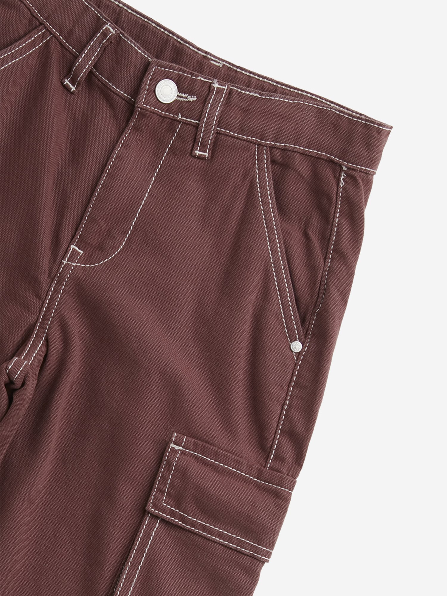 Y&F Kids by Westside Dark Brown Cargo-Style Mid-Rise Cotton Trousers