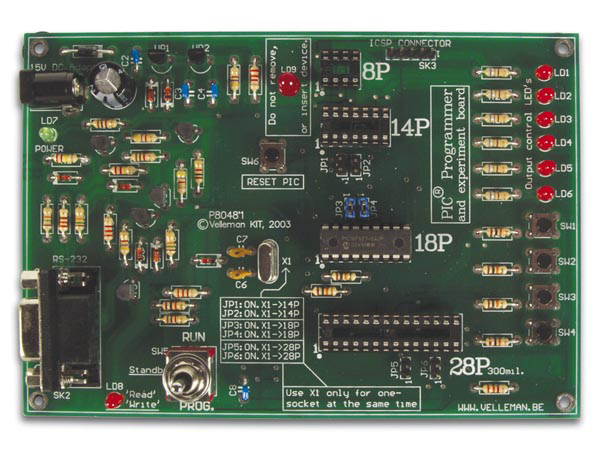 VELLEMAN K8048RS PIC PROGRAMMER & EXPERIMENT BOARD KIT.