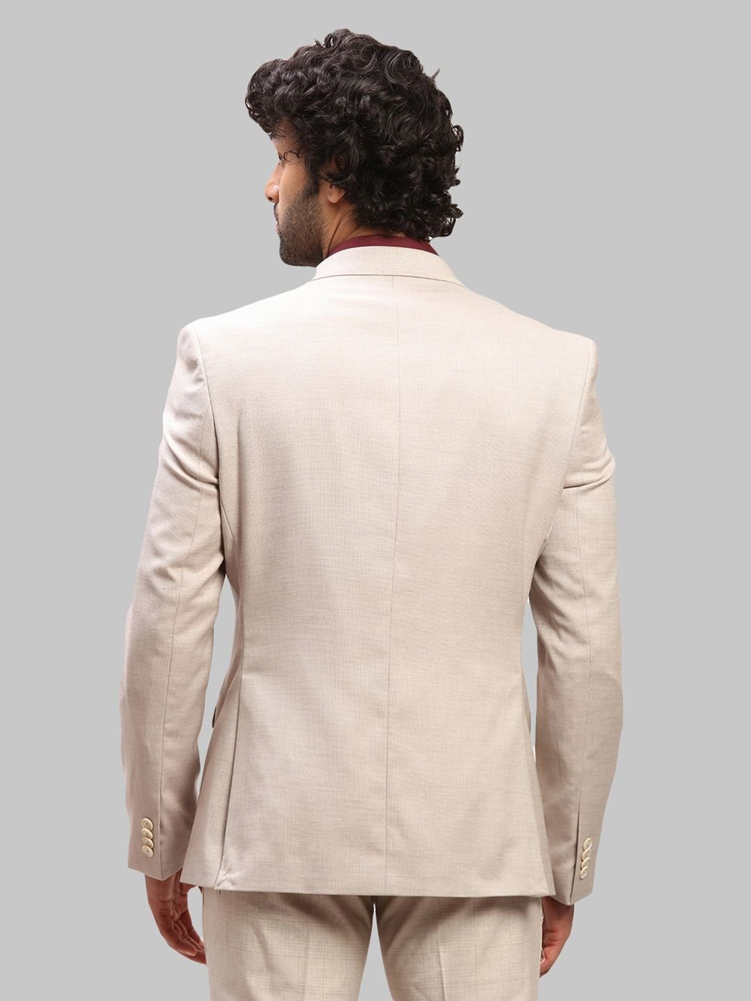 Parx Beige Regular Fit Self Pattern Blazer