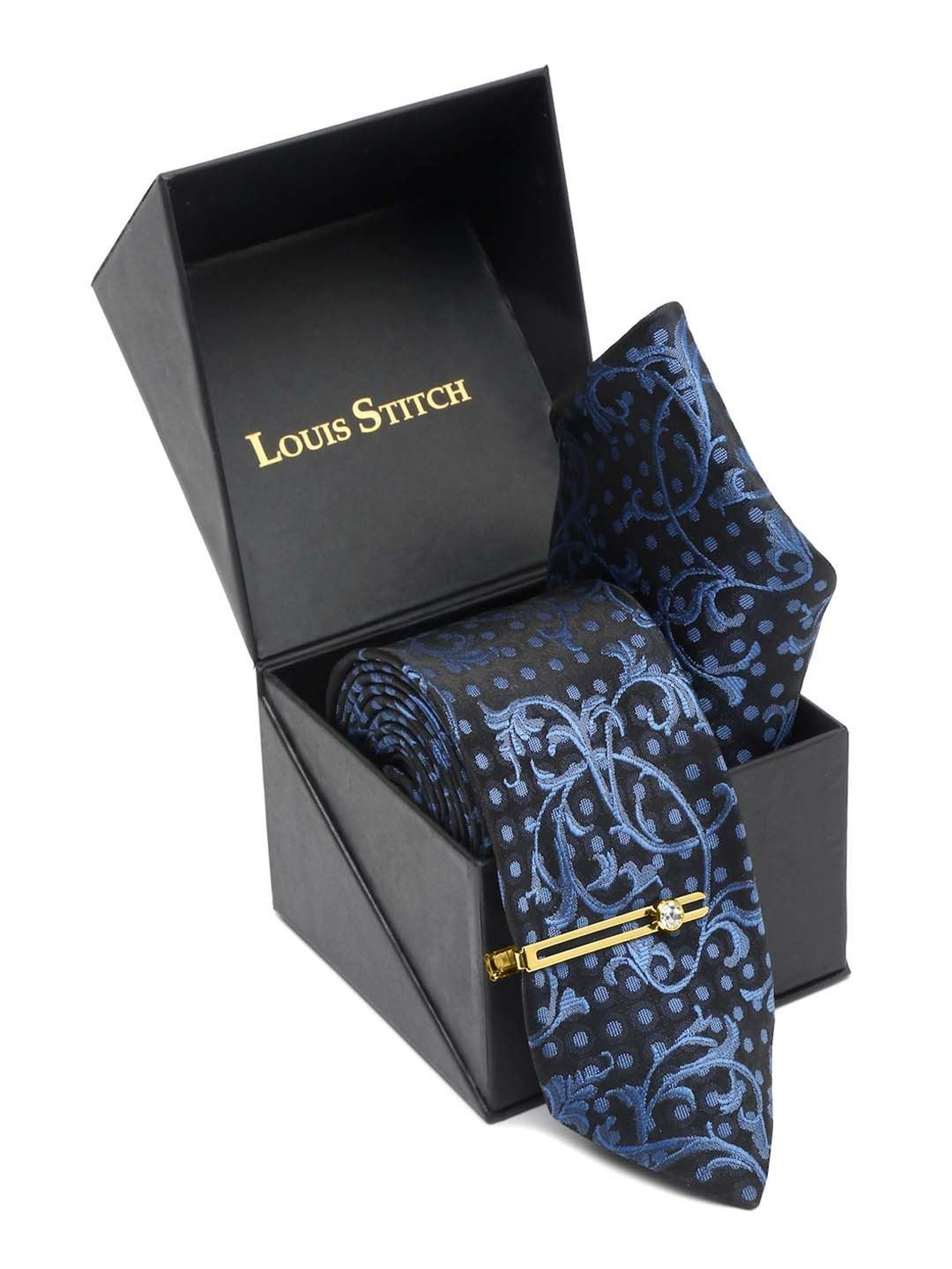 Louis Stitch Navy Printed Necktie Gift Set - Set of 3