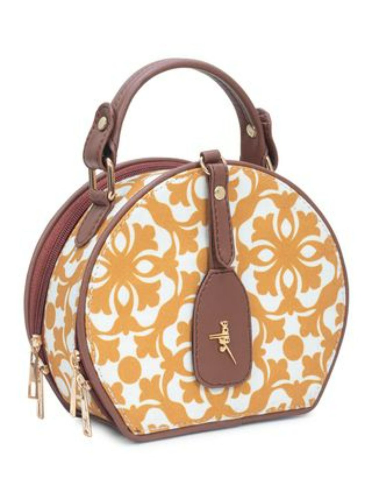 Yelloe Yellow Printed Medium Cross Body Bag