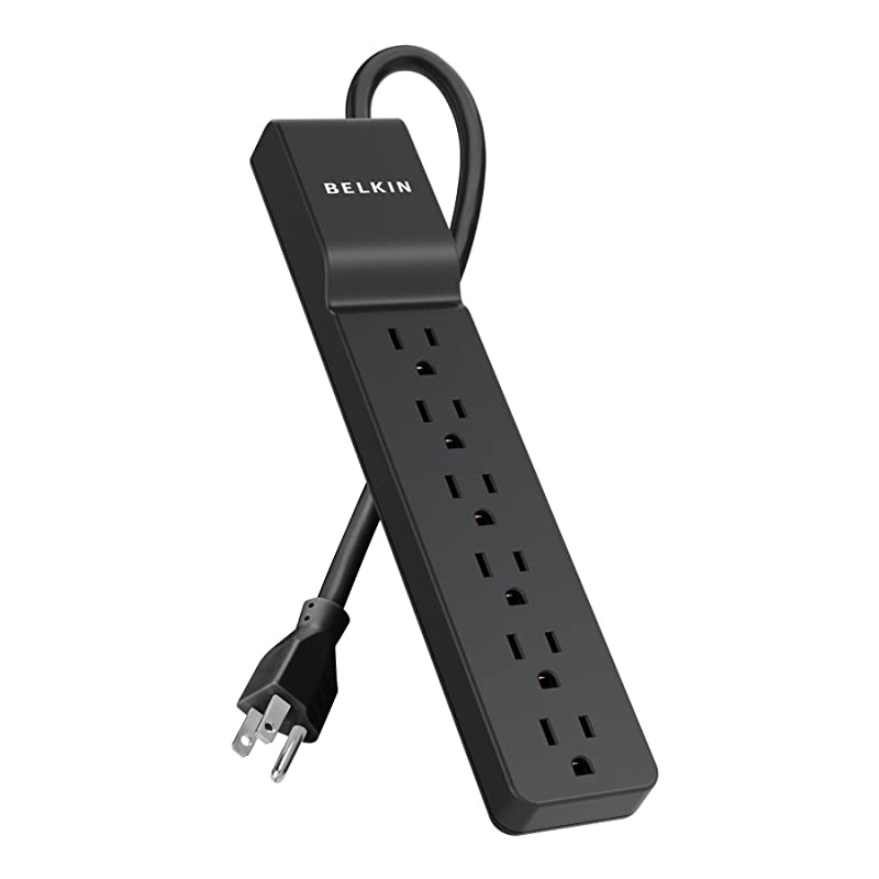 6Outlet HomeOffice Surge Protector with Essential Power Filtration and 4Foot Cord 700 Joules BE10600004BLKBlack