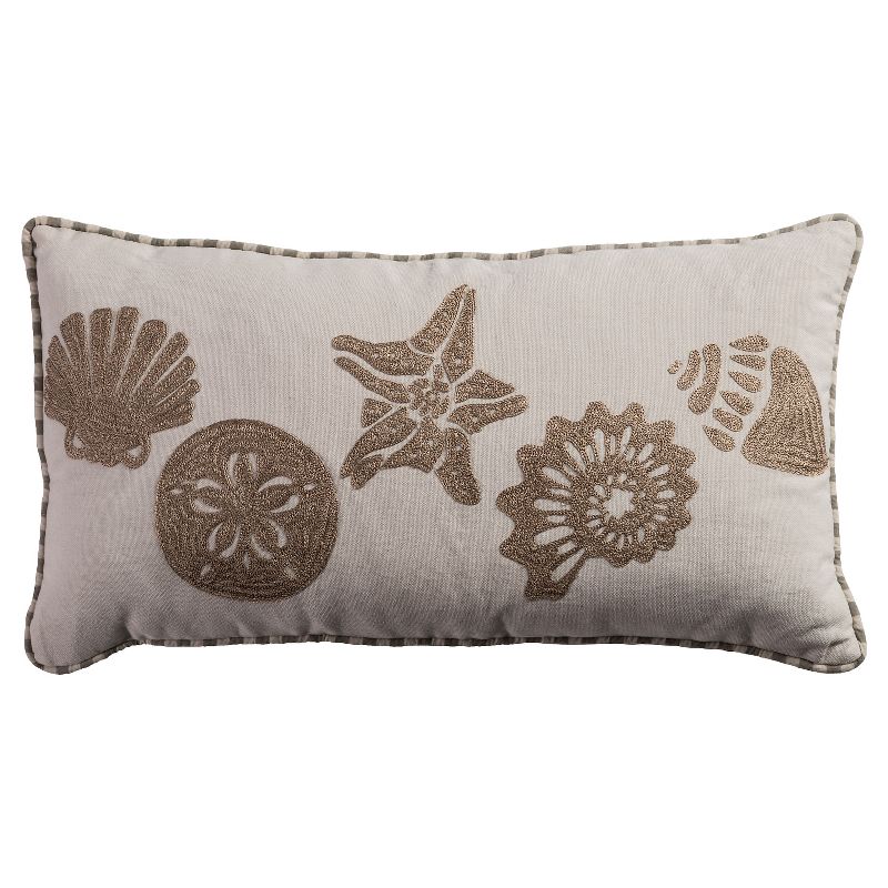 11"x21" Light Tan Shell Throw Pillow - Rizzy Home