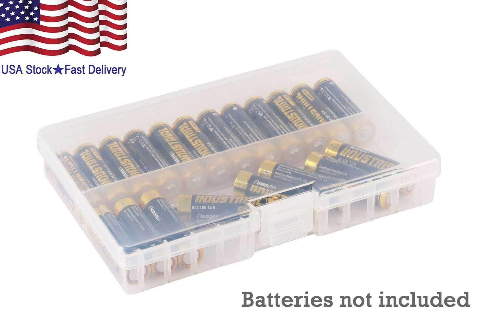 Battery Holder Storage Case Battery Organizer Box Clear For 48 AAA Batteries