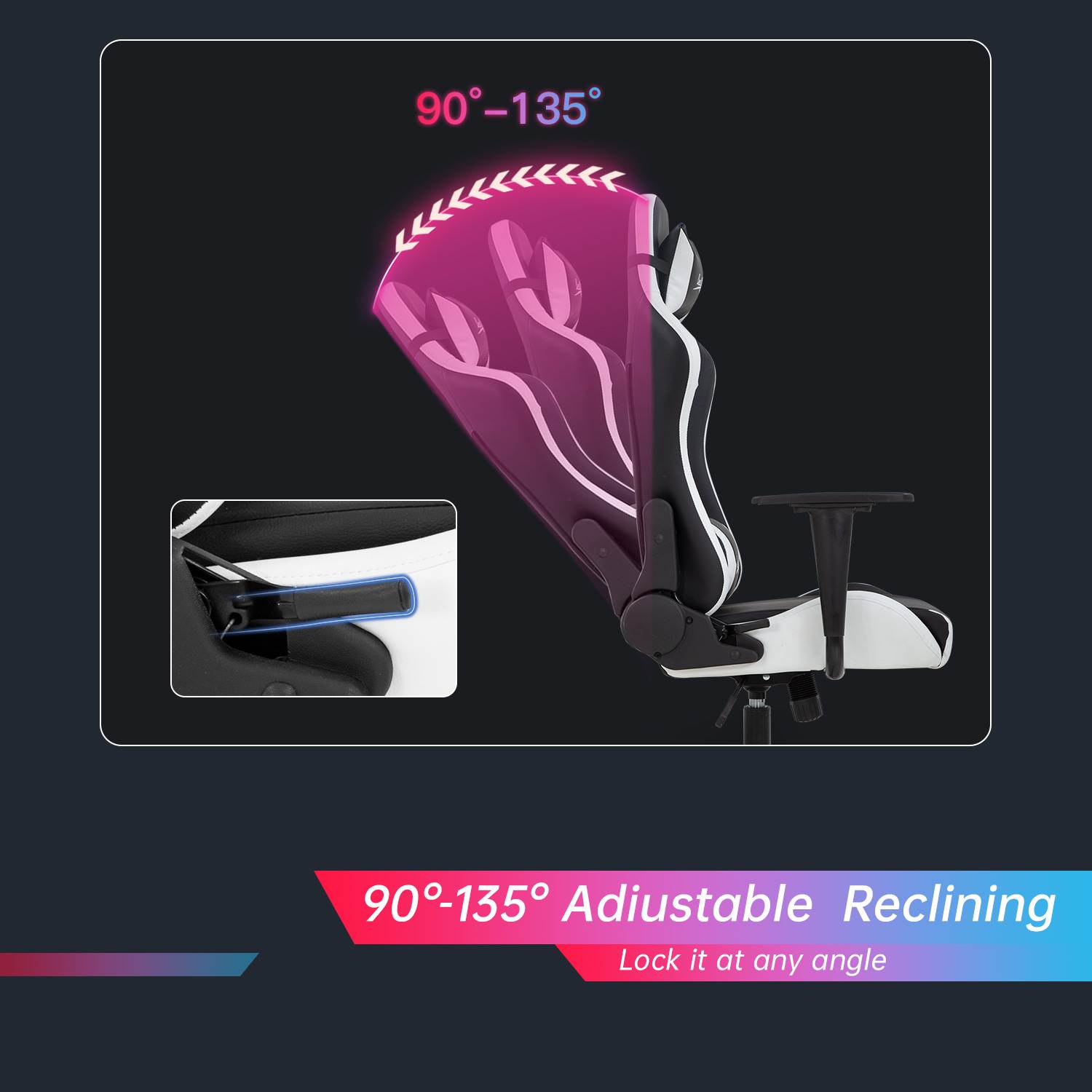 Gaming Chair Racing Chair Computer Chair with Lumbar Support Headrest Armrest Task Rolling Swivel Desk Chair PU Leather Adjustable PC Office Chair Ergonomic E-Sports Chair White