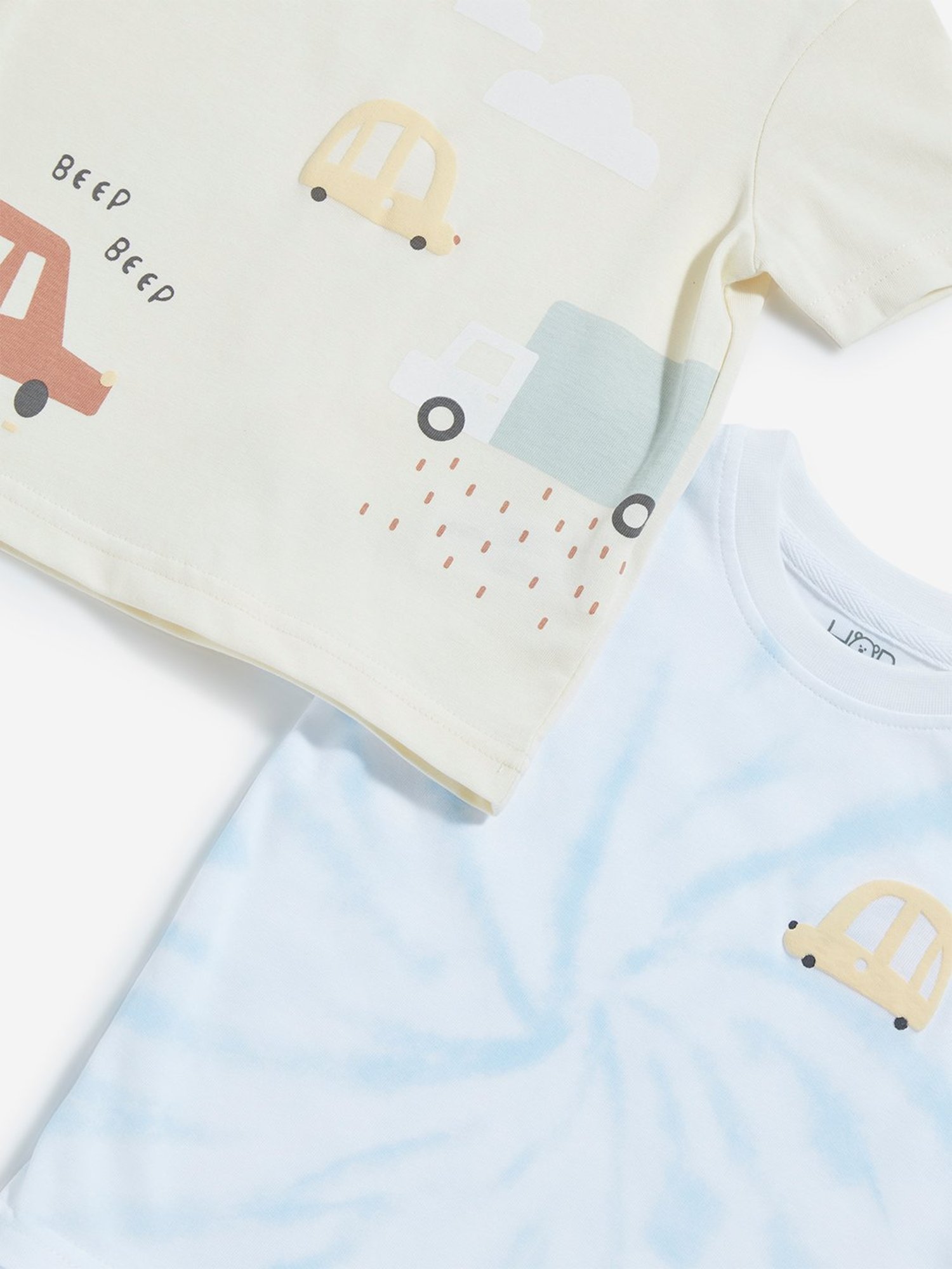 HOP Baby by Westside Beige & Blue Tie-Dye Printed T-Shirt - Pack of 2