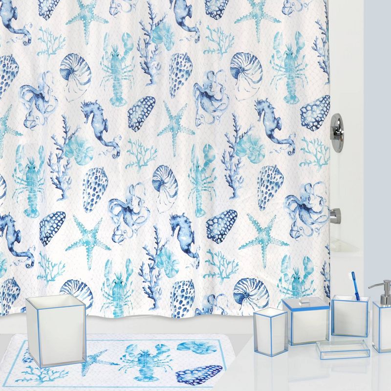 Nantucket Bath Rug White/Blue - Creative Bath