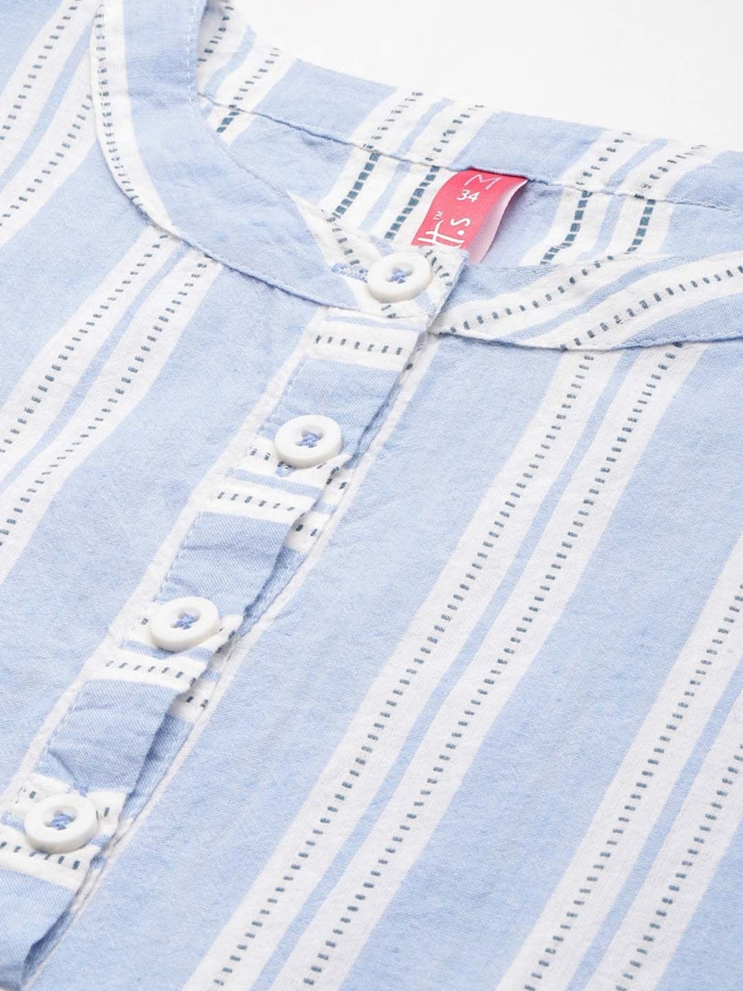 Clt.s Blue Cotton Striped Kurti Palazzo Set