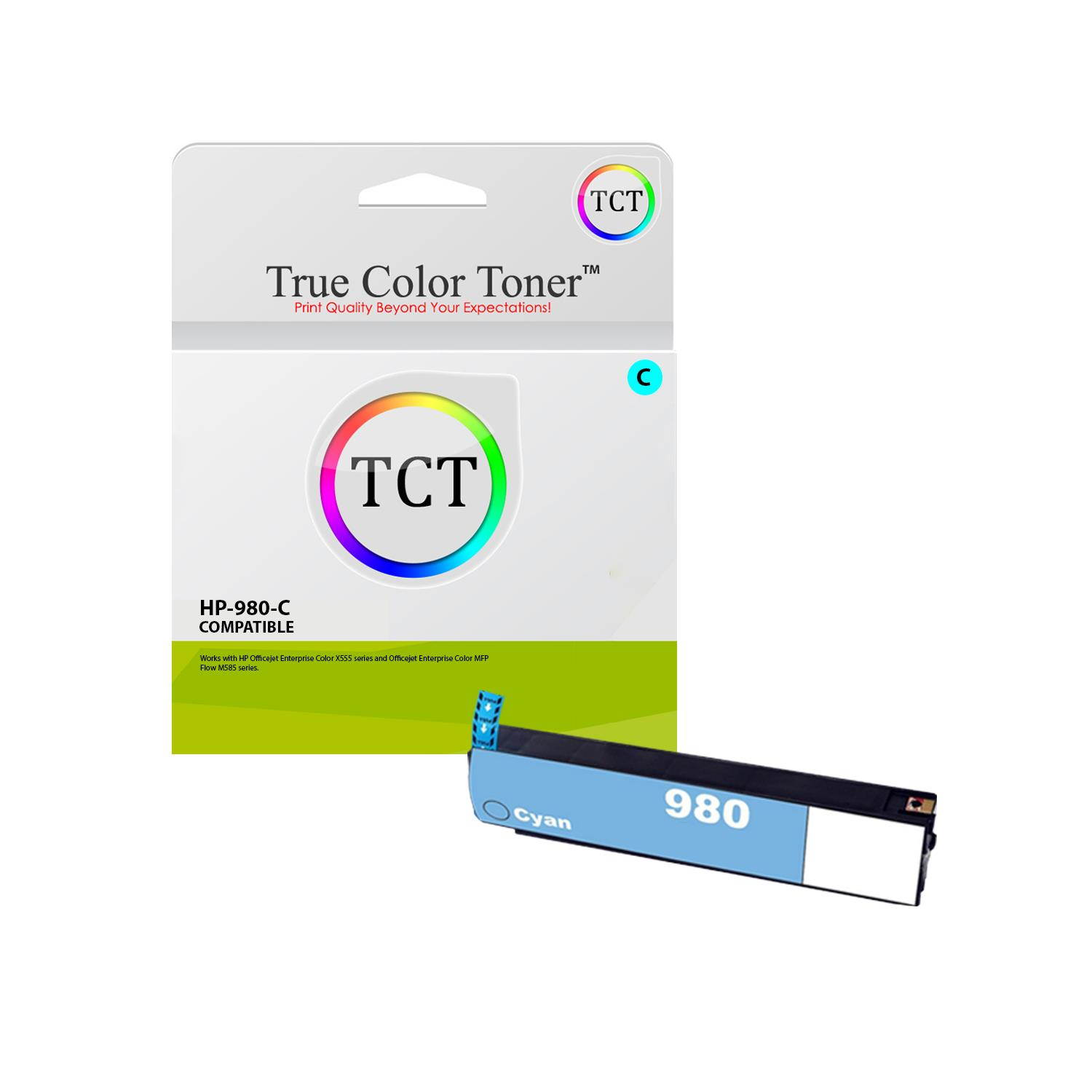 TCT Compatible Ink Cartridge Replacement for HP 980 works with HP OfficeJet Enterprise X555dn X555xh X585dn X585f X585z Printers (Black D8J10A, Cyan D8J07A, Magenta D8J08A, Yellow D8J09A ) - 4 Pack