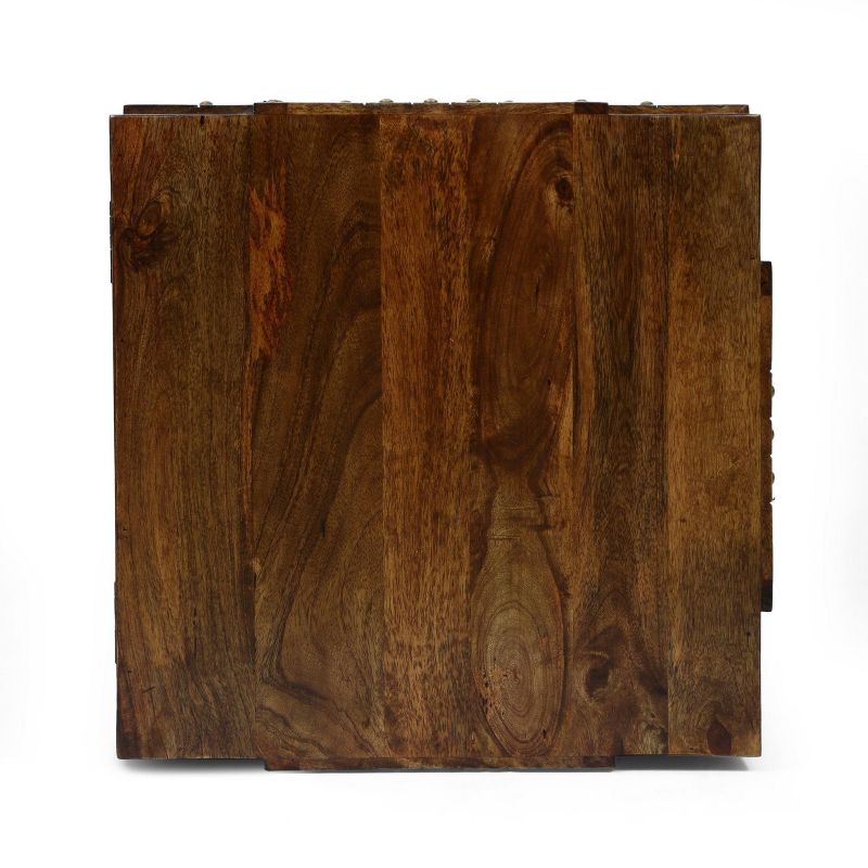 Tucker Handcrafted Boho Wood Storage Trunk Natural/Brass - Christopher Knight Home