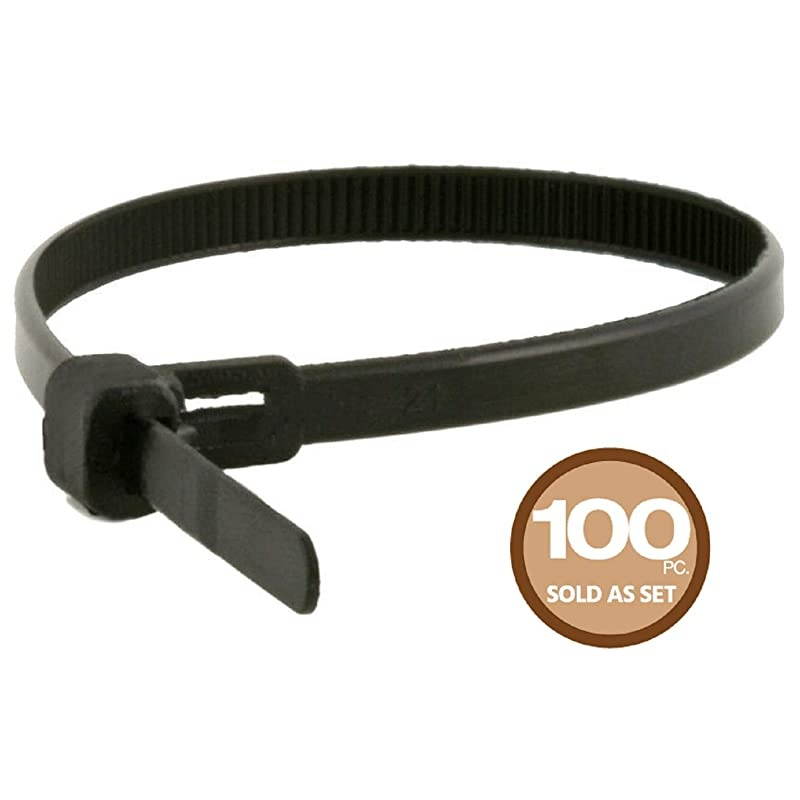Releasable cable tie 6 inch 50LBS 100pcsPack Black