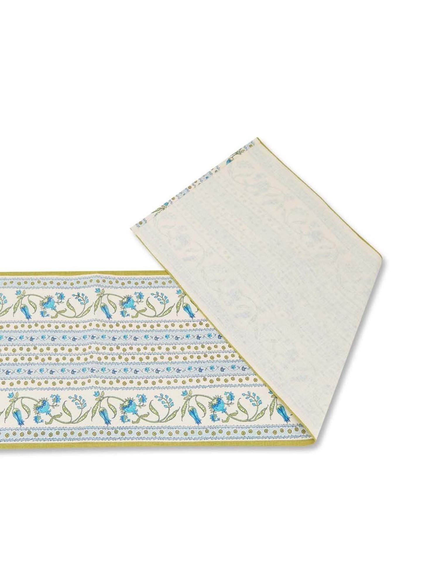 Fabindia Home Ramya Turquoise 267 GSM Cotton Runner