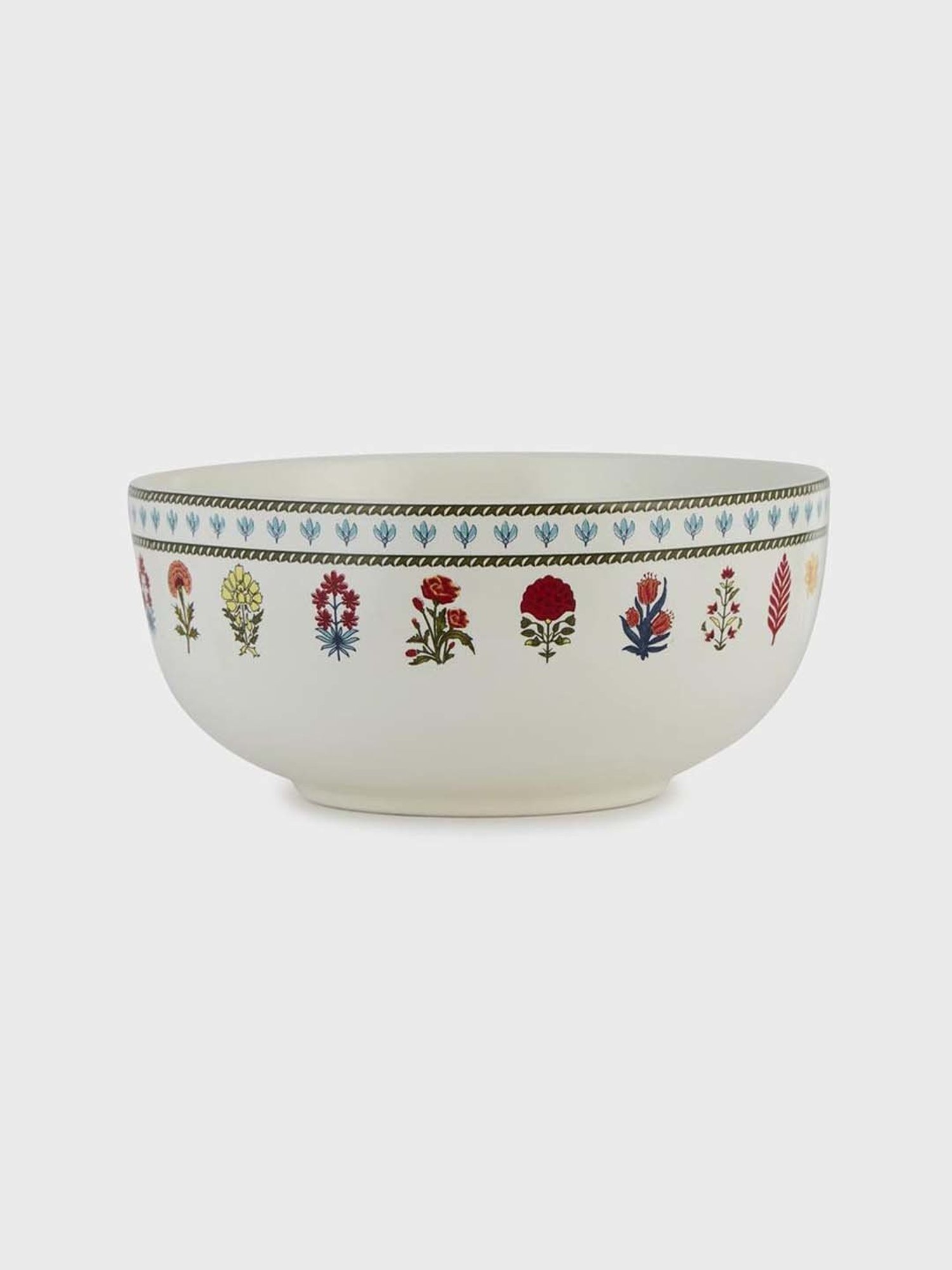 Fabindia Home Ramya Red & White Ceramic Small Serving Bowl (800ml)