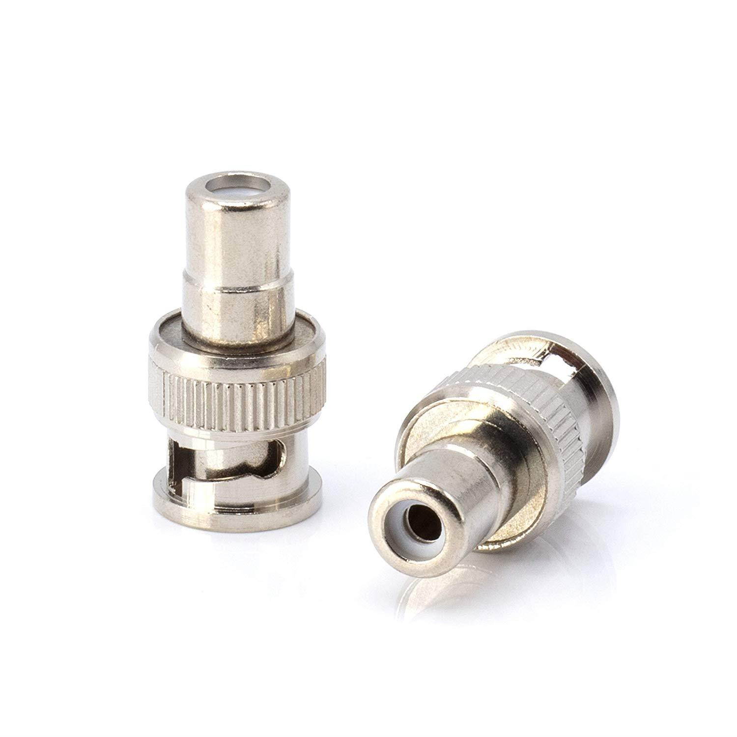 BNC Male to RCA Female Adapter | CCTV Connector Coupler Plug - 10 Pack