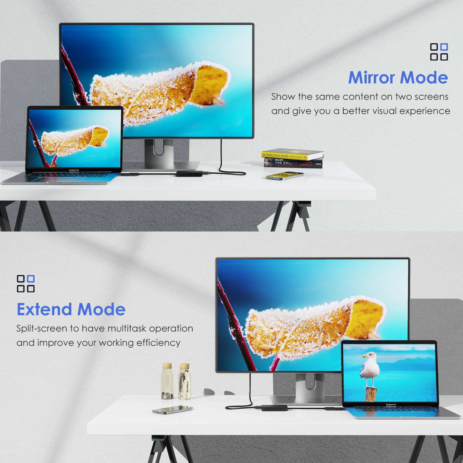 Wavlink USB-C to Dual 4k HDMI MST Adapter Splitter, Thunderbolt 3 Compatible, USB Type C to HDMI Multi Monitor Converter for Macbook, Macbook Pro, Macbook Air,iPad Pro ect (DP Alternate Mode Required)