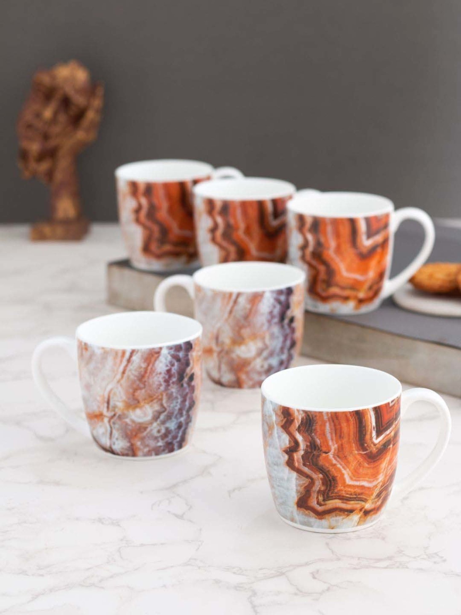 Clay Craft Multicolor Ceramic Coffee Mug (0.18 L) - Set of 6