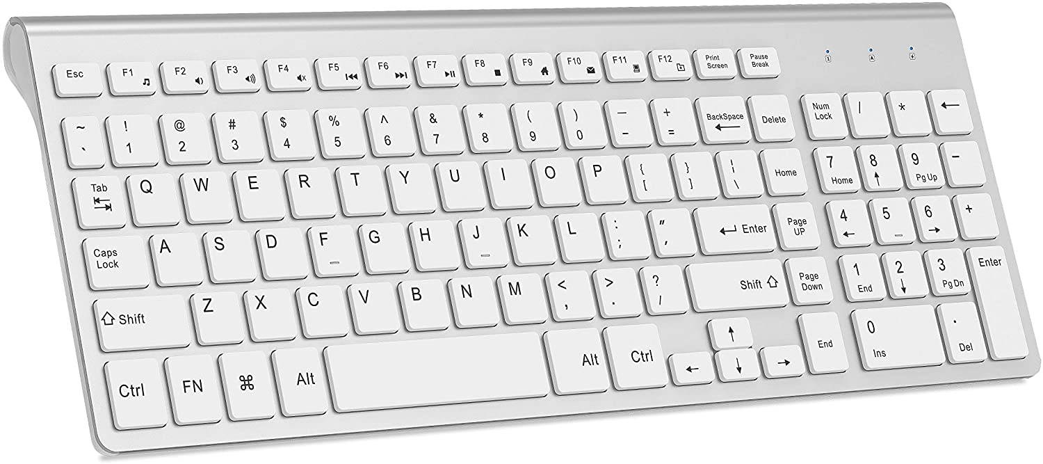Wireless Keyboard, 2.4G Slim and Compact Wireless Keyboard-White+Silver