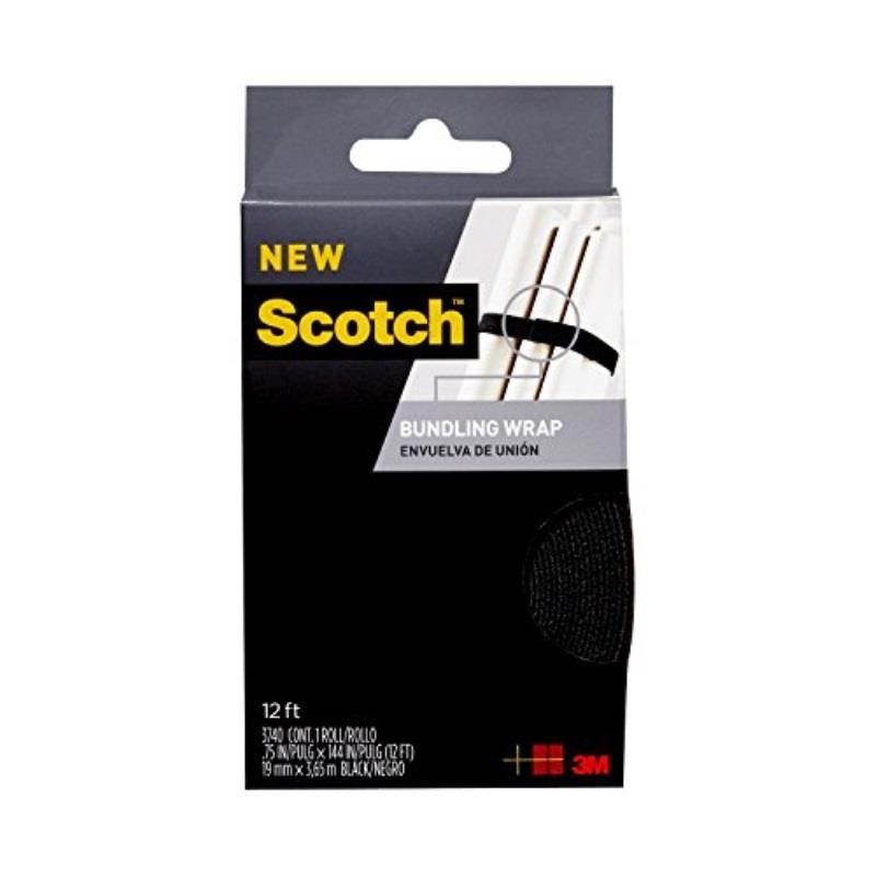 Scotch RF3740 Bundling Wrap, 0.75-Inch x 12-Feet, Black, 1-Pack