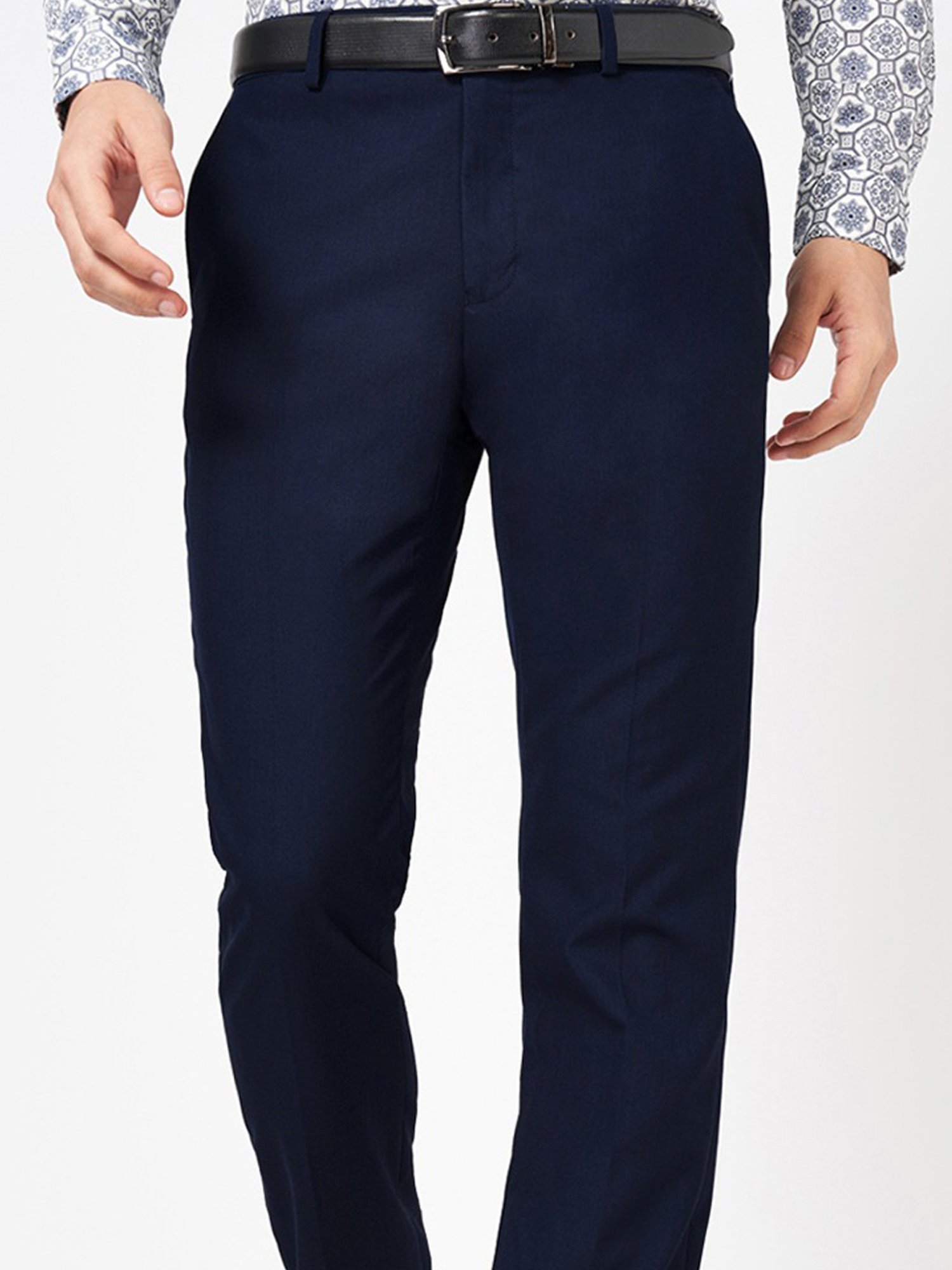 Byford By Pantaloons Navy Slim Fit Trousers