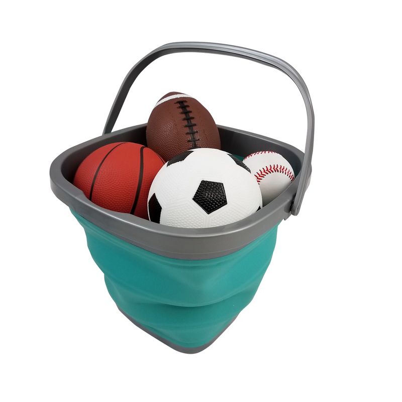 Homz Store N Stow Portable 10 Liter Compact Collapsible Square Bucket with Convenient Carry Handle, Teal