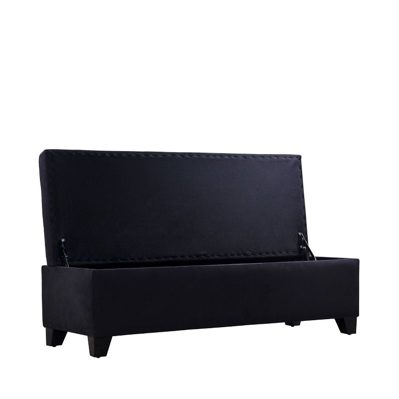 Hinged Bench Storage Ottoman Microfiber Black - Handy Living
