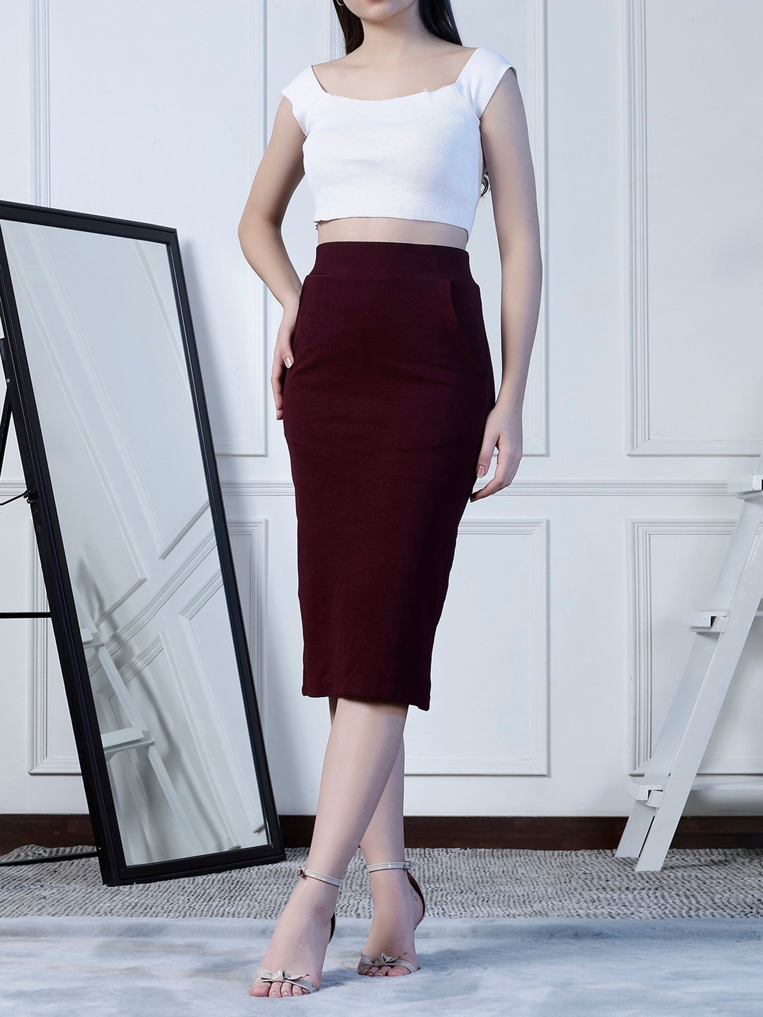 Belle Fille White Floral Print Skirt