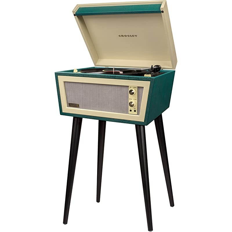 CR6231DGR Sterling Portable Turntable with AuxIn and Bluetooth Green amp Cream