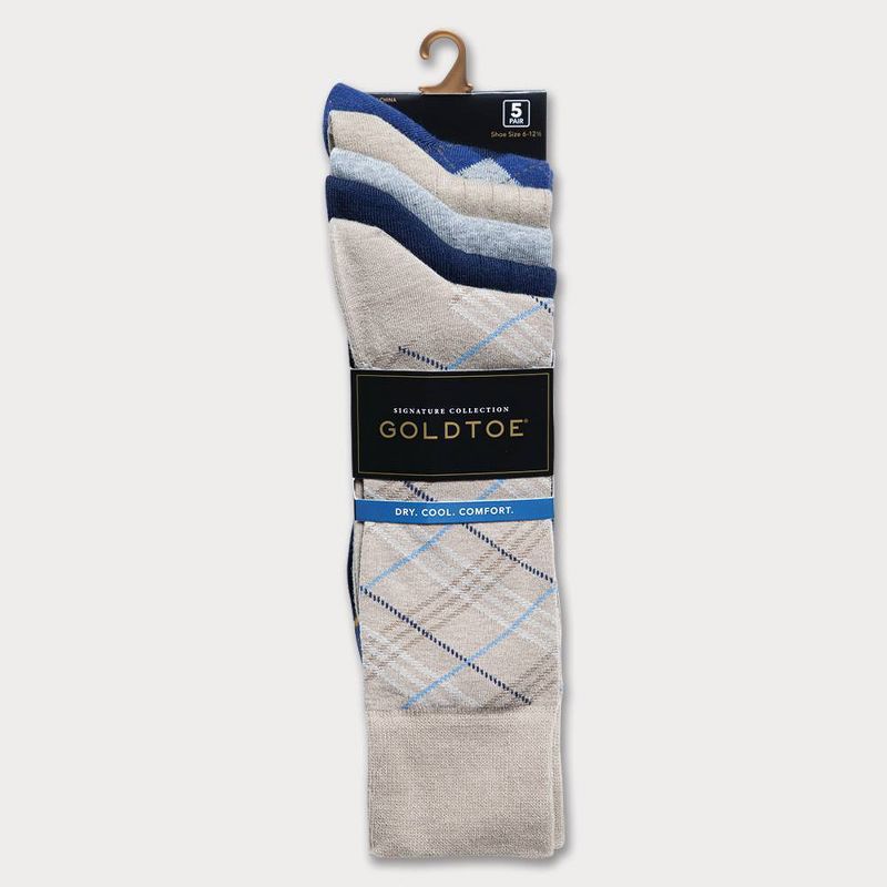 Signature Gold by GOLDTOE Men's Madras Plaid Crew Socks 5pk - 6-12.5