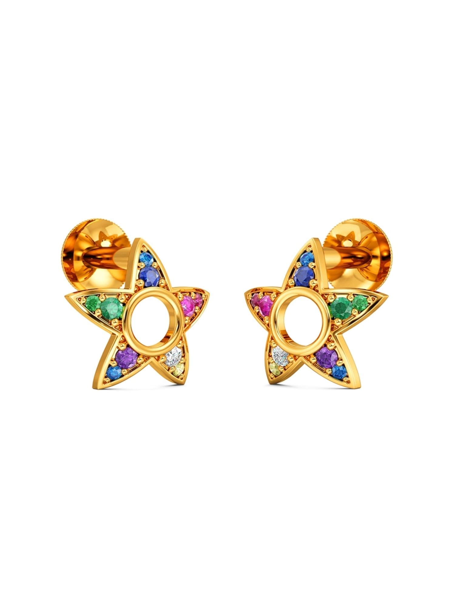 Joyalukkas Gold 22K Rainbow Rays Stud Earrings for Women