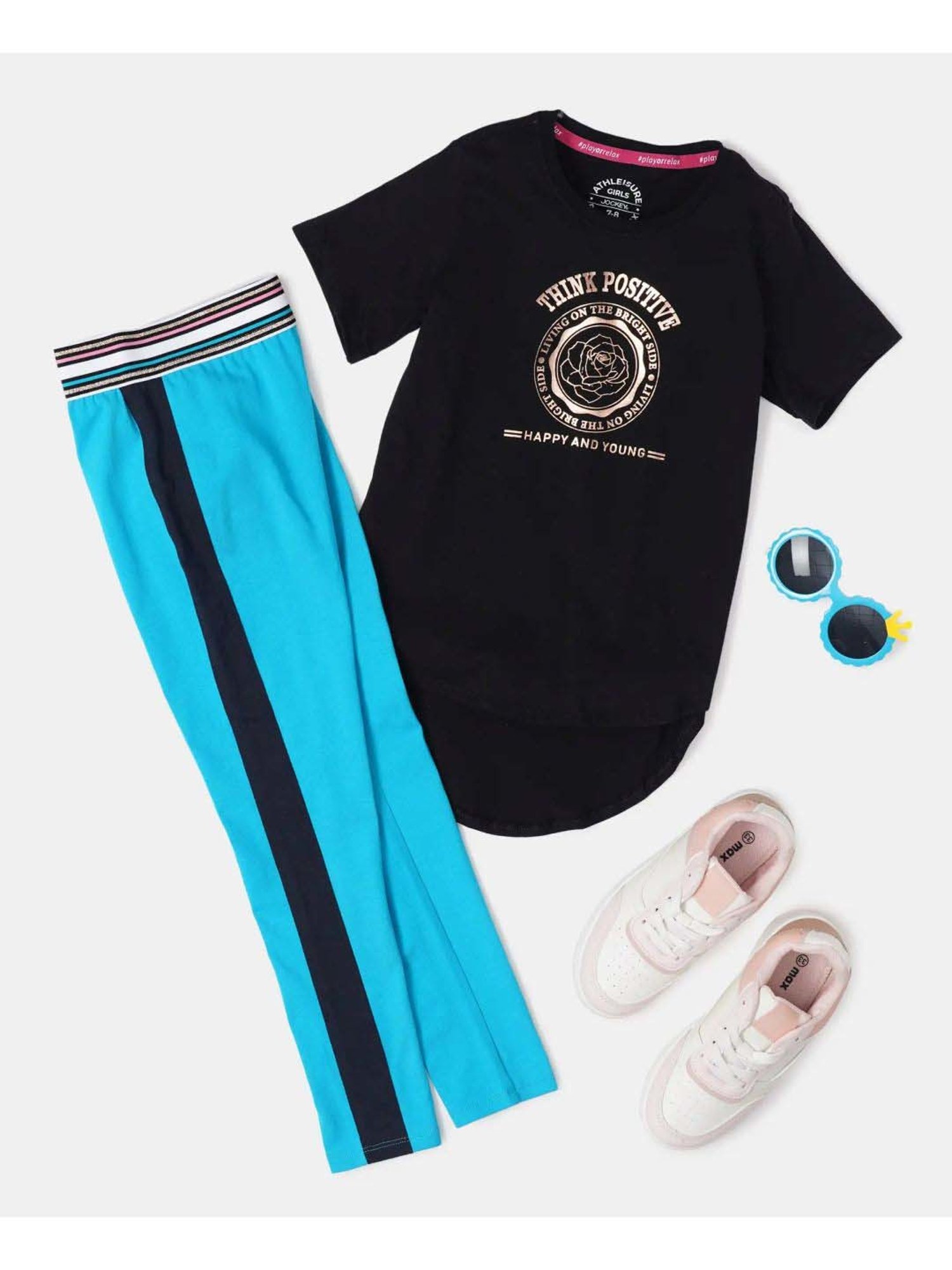 Jockey Girls Blue Solid Leggings