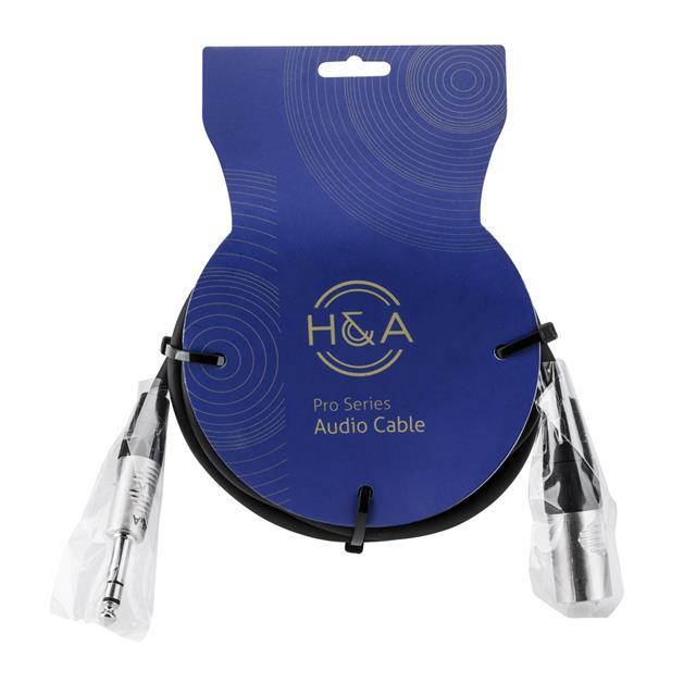 H&A 1/4" TRS M to XLR M Professional Interconnect Cable W/ Rean Connectors - 10'