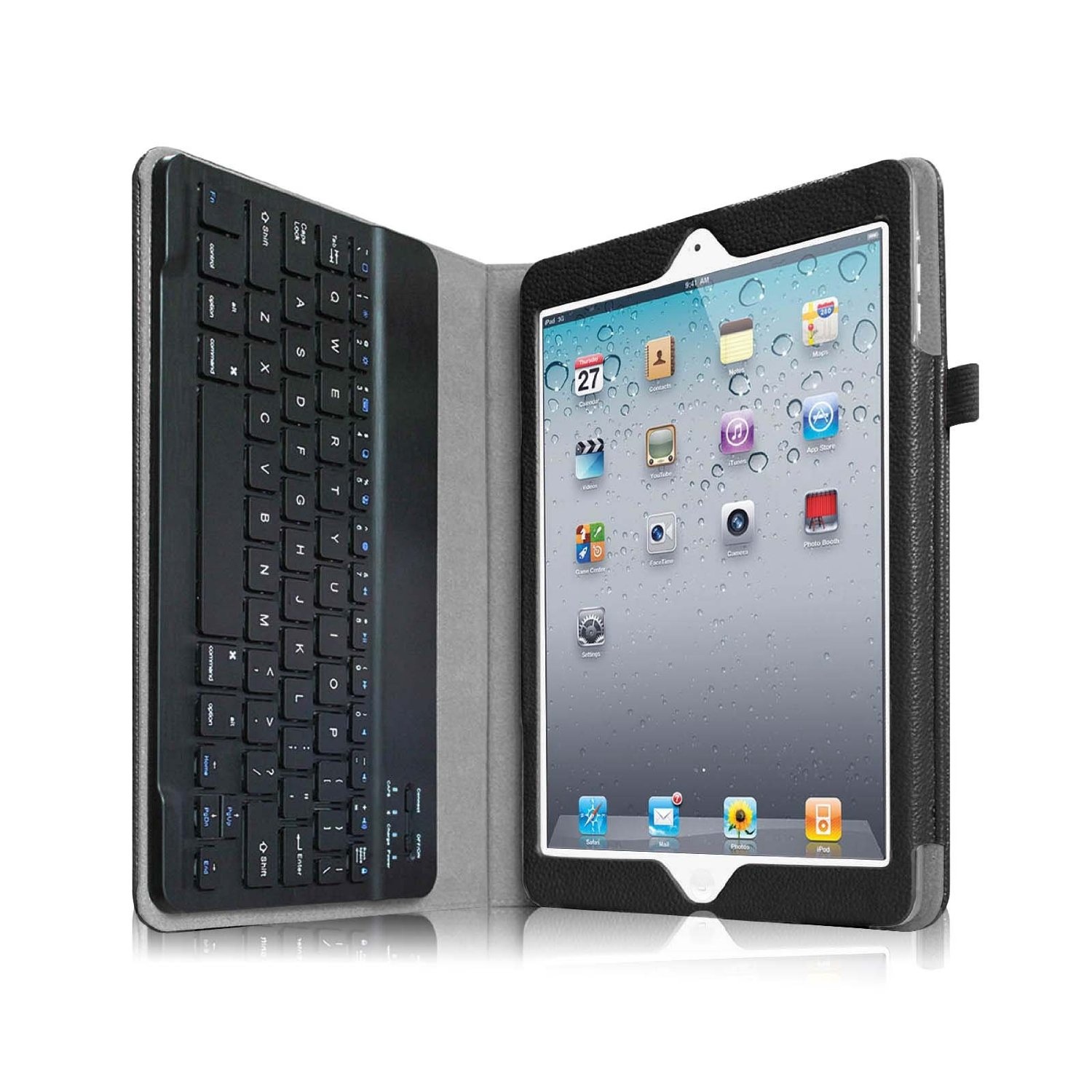 For Apple iPad 4, iPad 3 & iPad 2 Keyboard Case - Fintie Folio Case With Removable Bluetooth Keyboard, Black