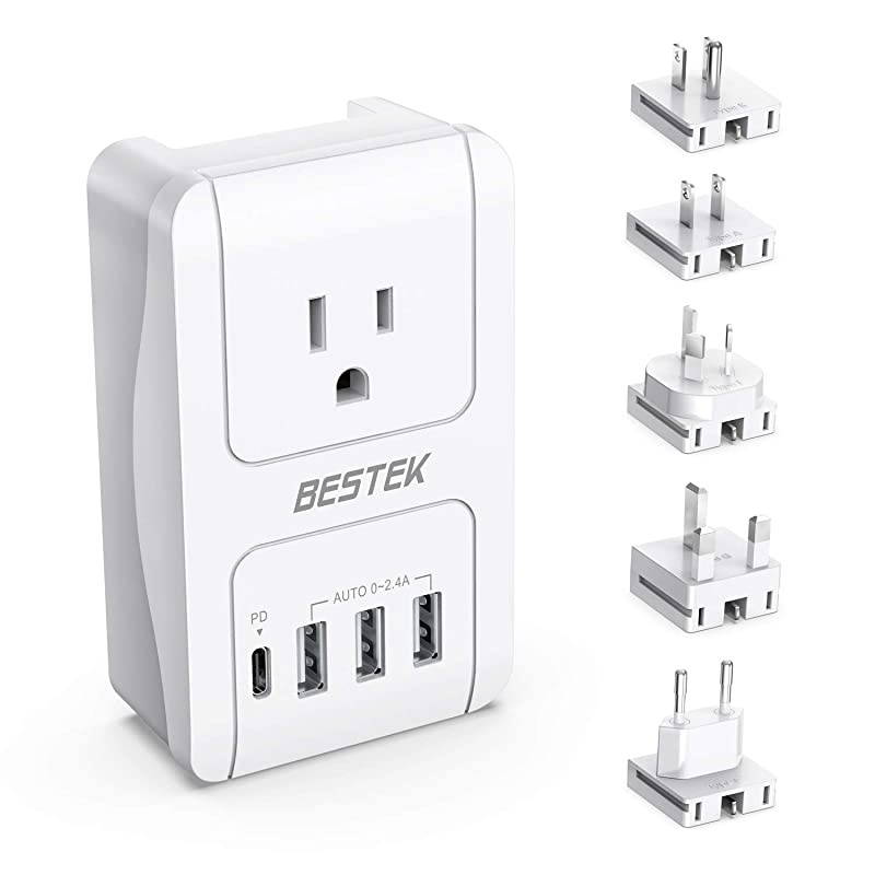 International Travel Adapter 3000W Universal Travel Adapter for Hair Dryer Curling Iron 30W USB C PD Travel Charger Adapter with Worldwide Wall Plugs for US UK AU EU and Asia PD 30