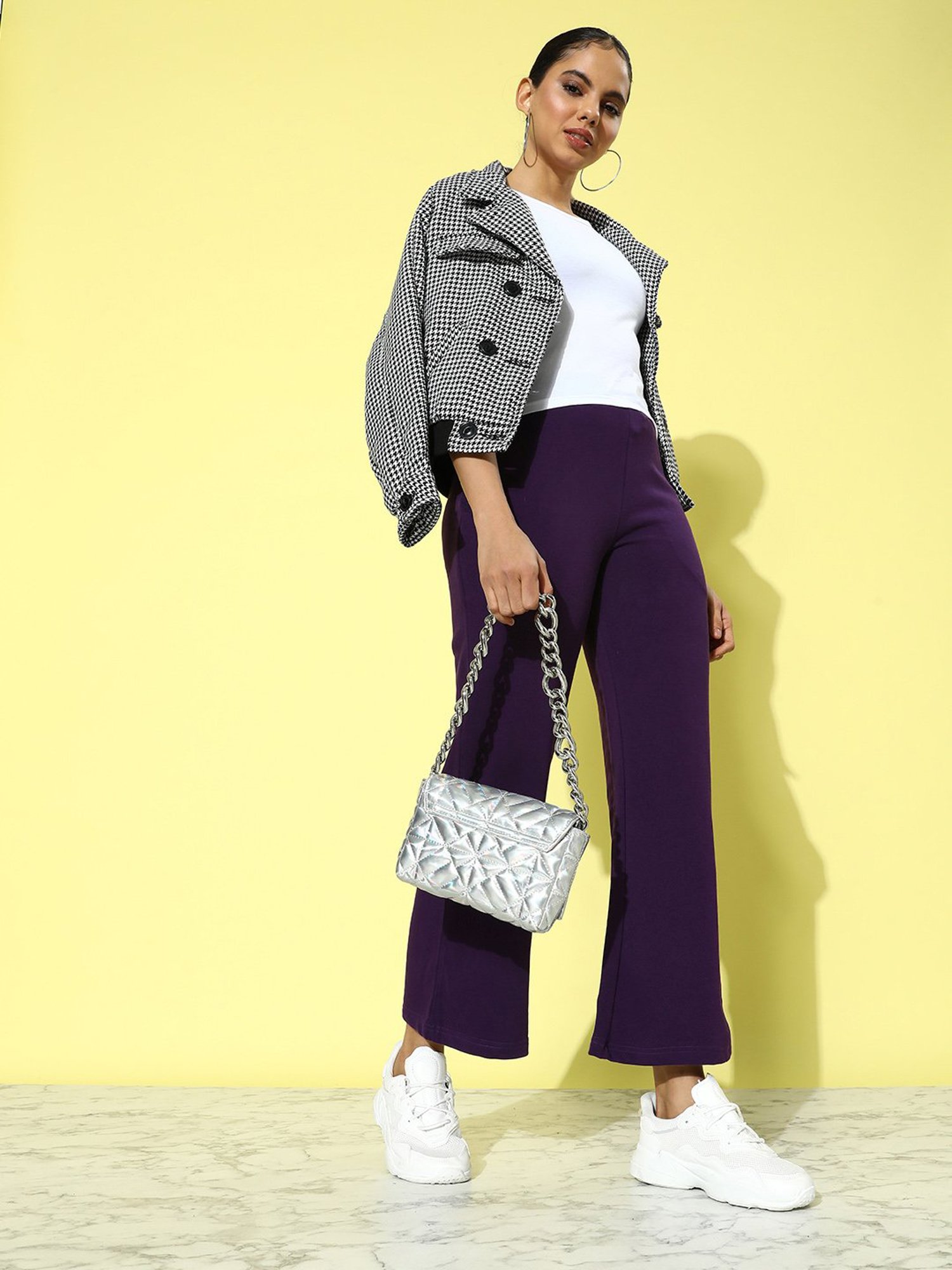 Dillinger Purple Fleece Regular Fit High Rise Trackpants