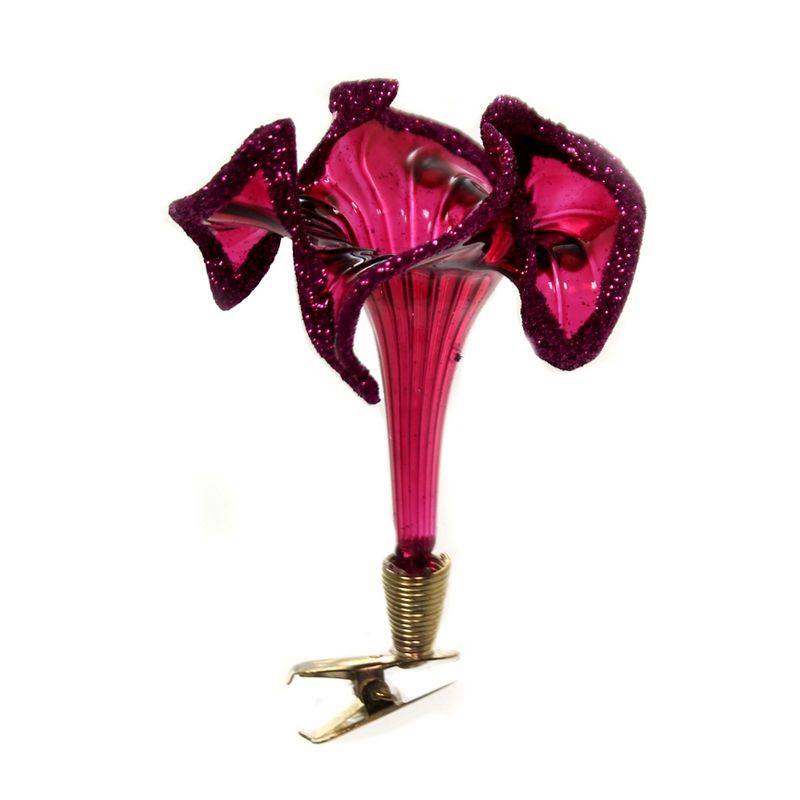 Golden Bell Collection 4.0" Merlot Flower Clip-On Ornament  -  Tree Ornaments