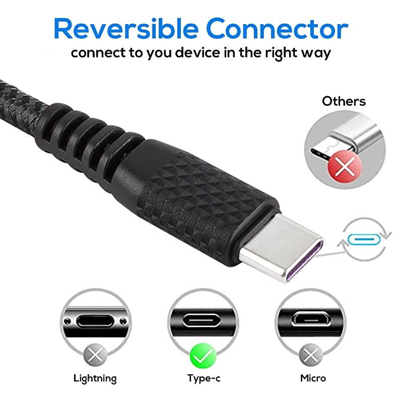 C Cable 10ft, Samsung Galaxy S8 S9 Plus Charger Fast Charging Cord, 2 Pack Nylon Braided A to Type C Charging for for Samsung S10 Note 9, Pixel, LG V30 G6 G5, Google Pixel Gray