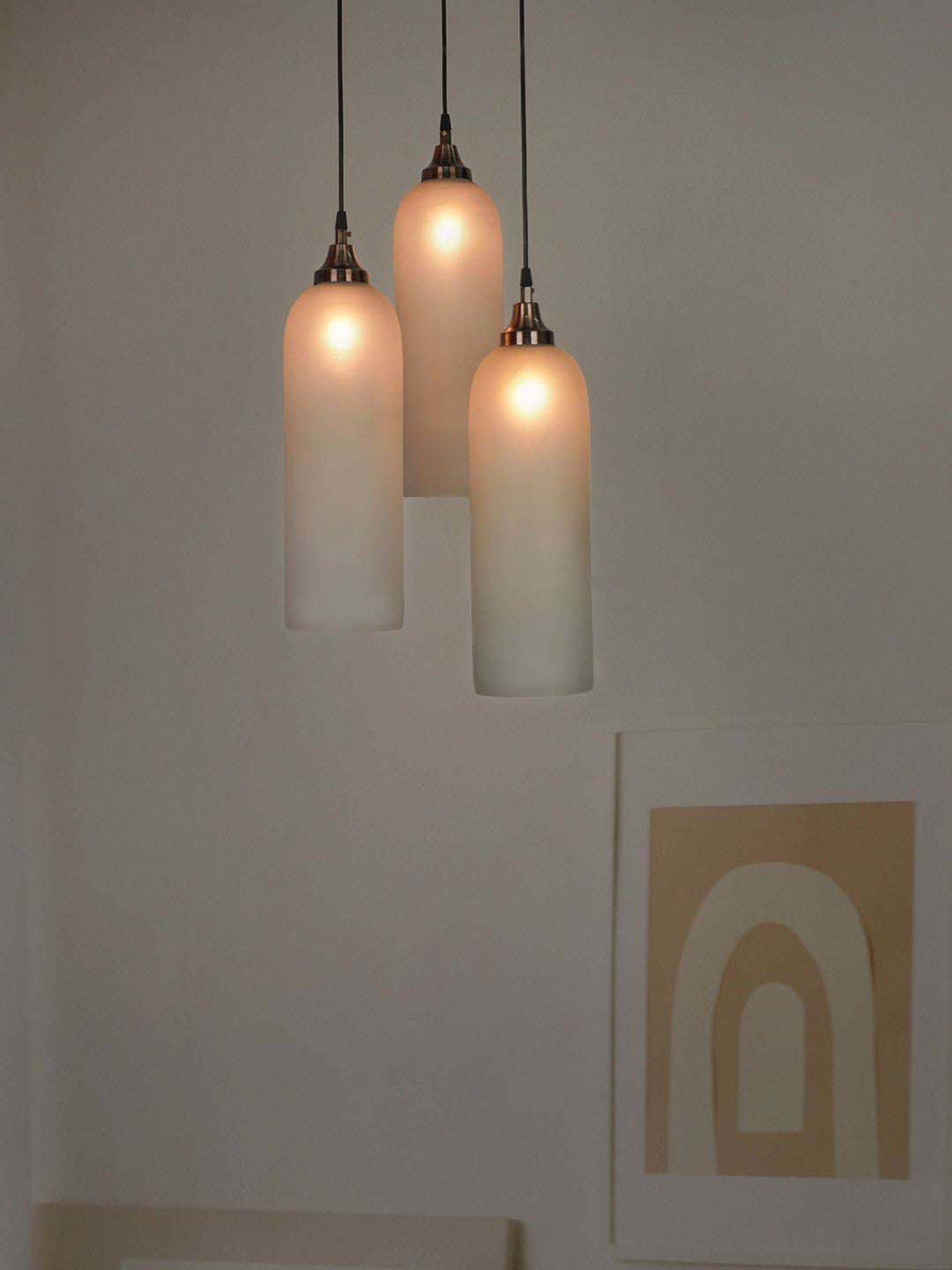 FOS LIGHTING White & Silver Glass 3-In-1 Double Light Walll Sconce