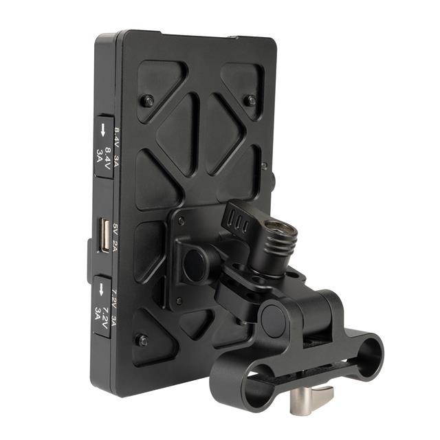 Ikan Stratus V-Mount Battery Plate with D-Tap/USB Ports and 15mm Rod Adapter