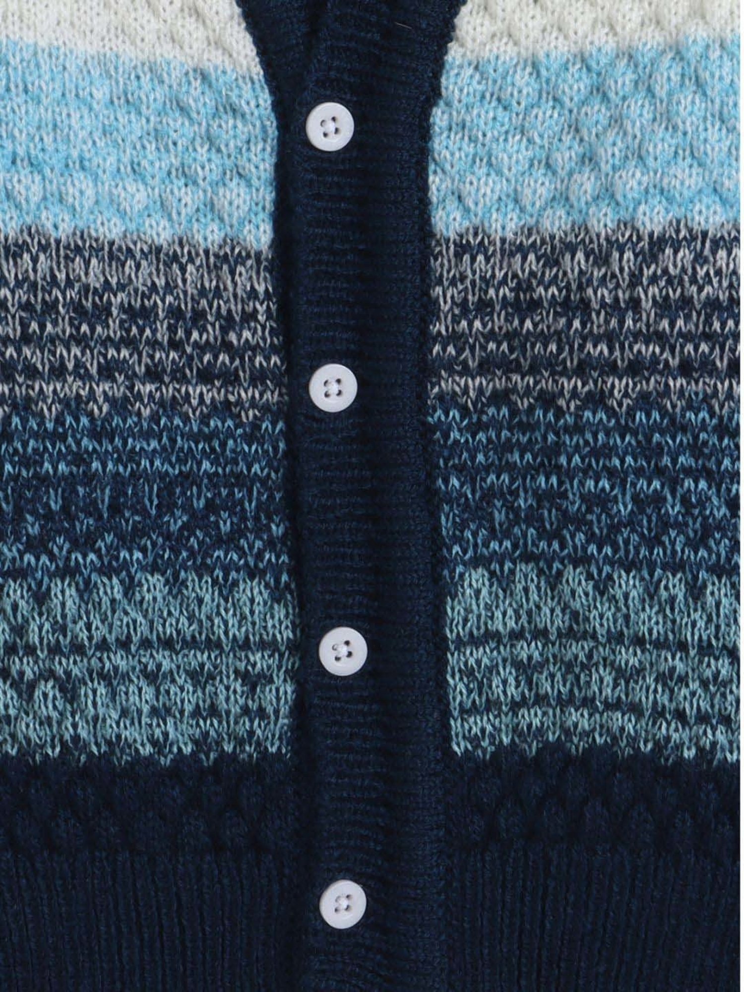 Little Angels Kids Navy & White Color Block Full Sleeves Sweater Set