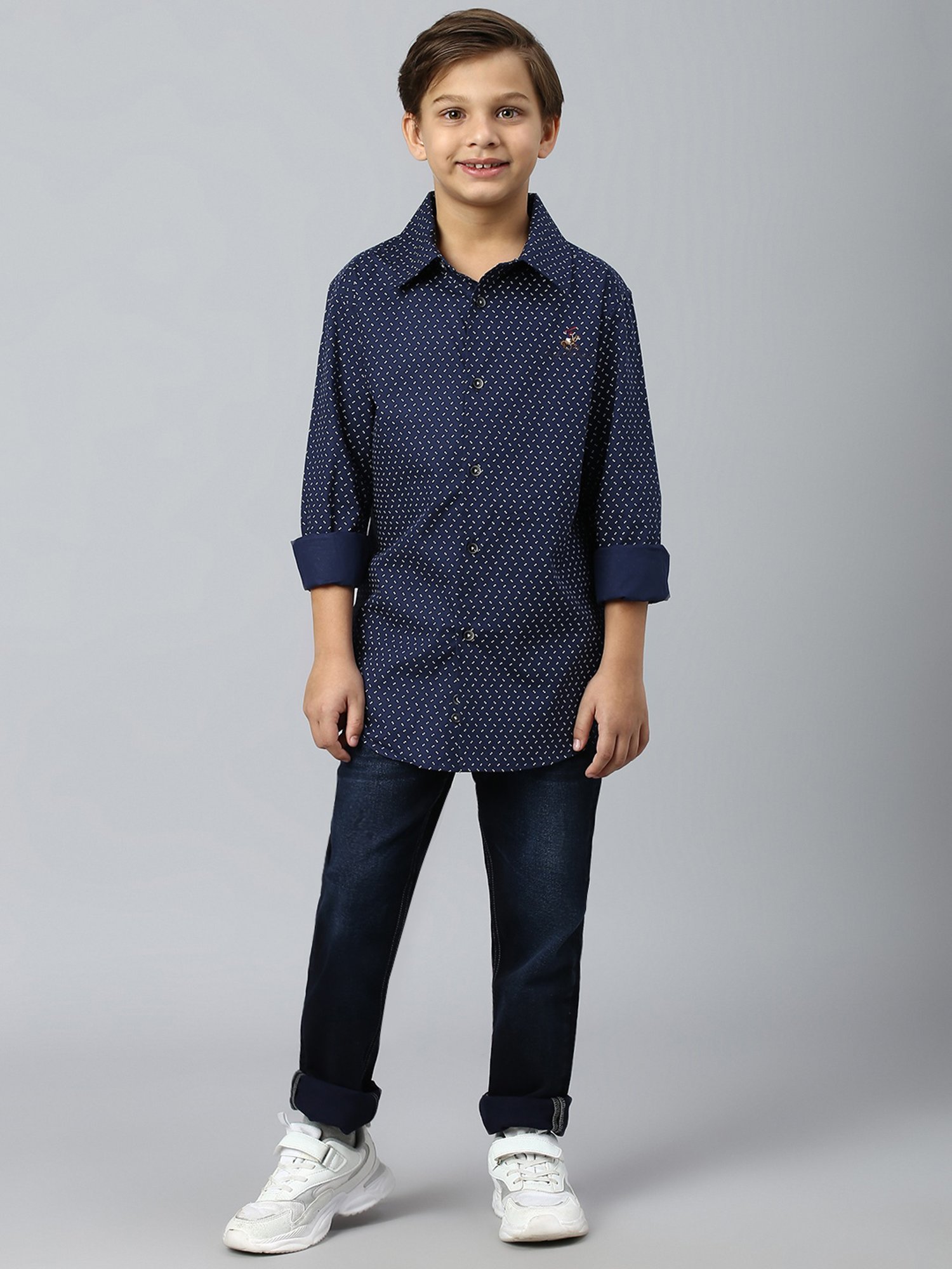 Beverly Hills Polo Club Kids Navy Checks Full Sleeves Shirt