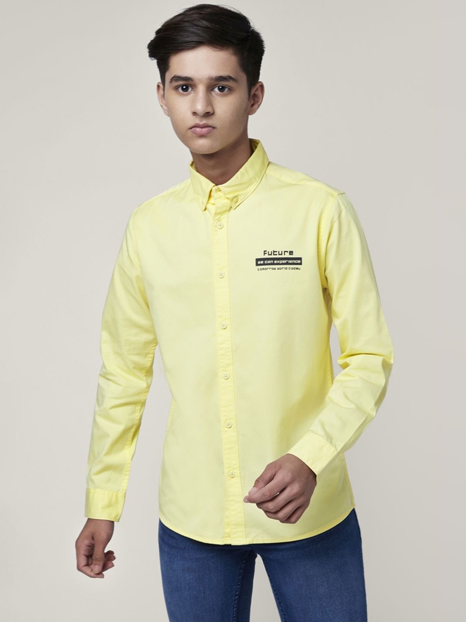 Coolsters by Pantaloons Kids Yellow Cotton Printed Full Sleeves Shirt