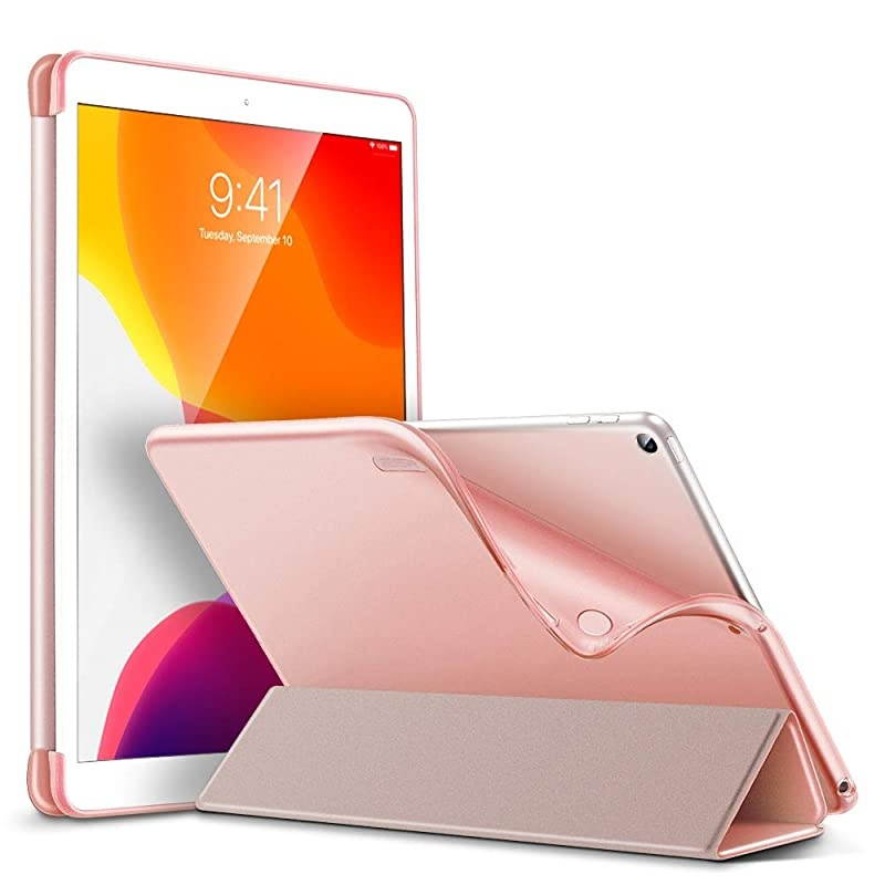 Slim Case for iPad 8th Gen 20207th Gen 2019 Auto SleepWake Cover Flexible Back with ViewingTyping Stand Rebound Series Rose Gold