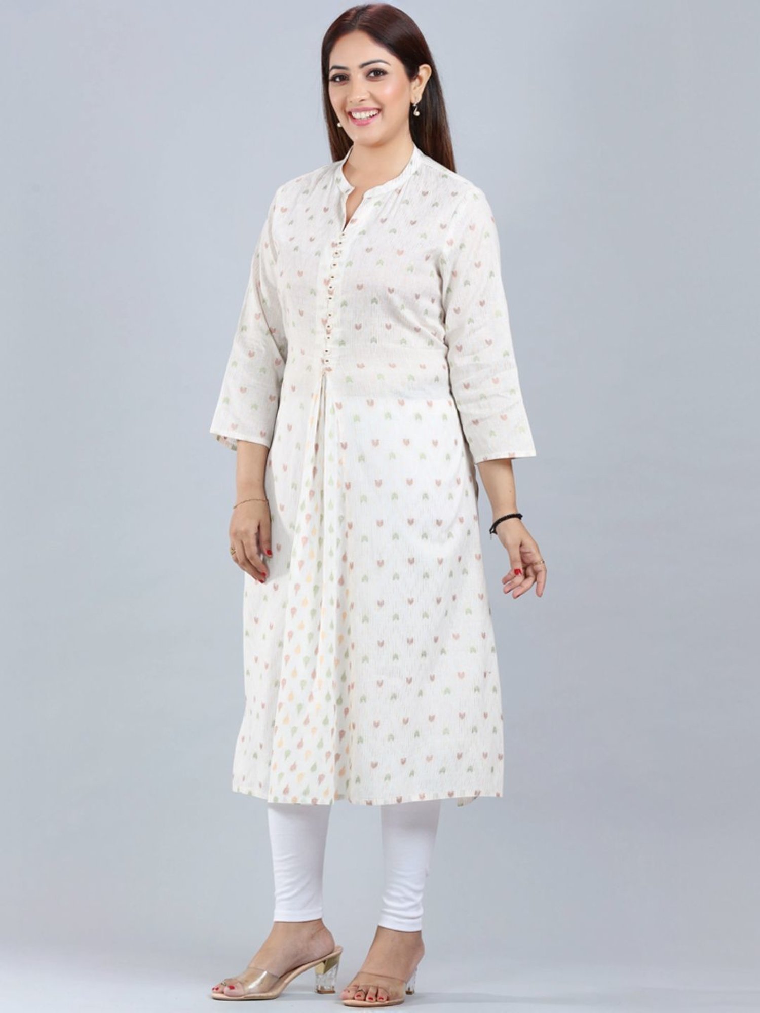 Cotton Culture Cream Cotton Printed A Line Kurta