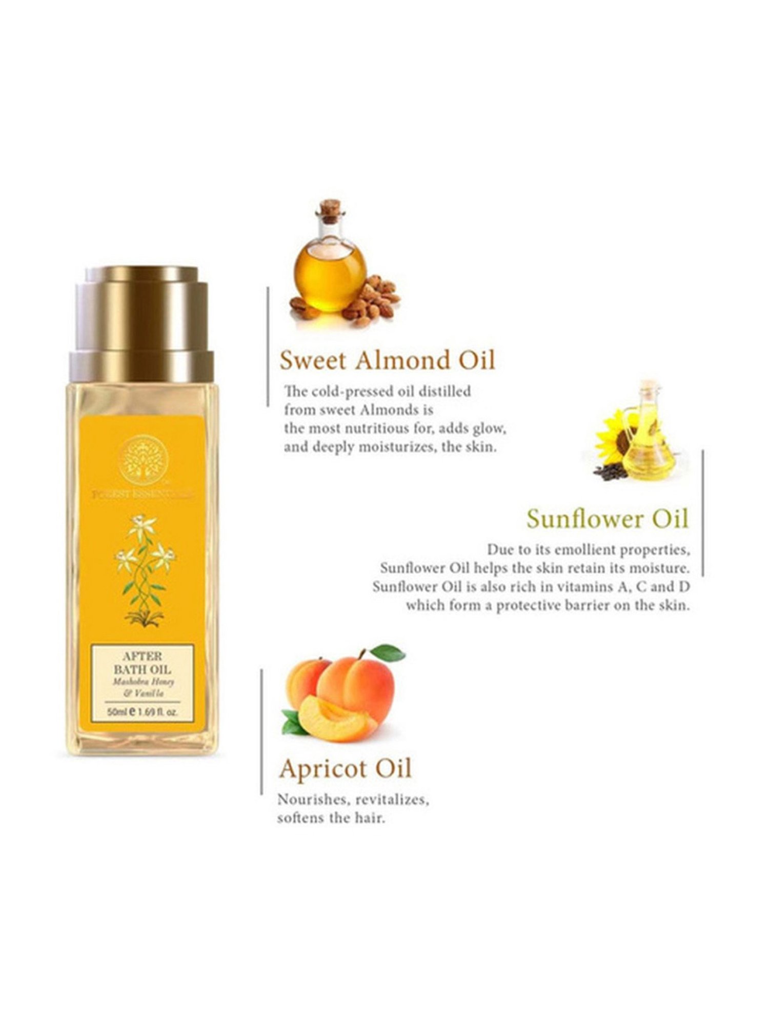 Forest Essentials Ayurvedic Mashobra, Honey & Vanilla Nourishing After Shower Oil  - 50 ml