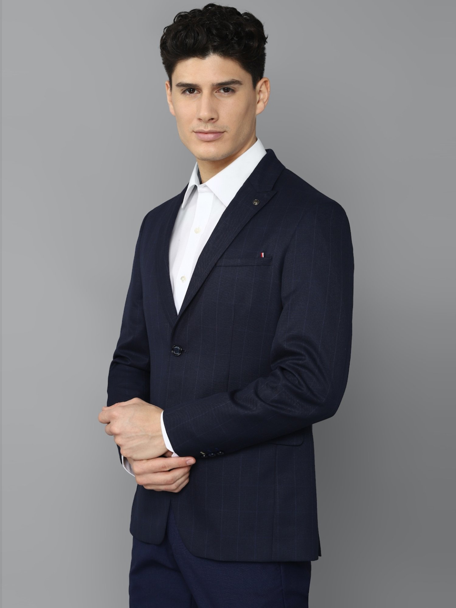 Louis Philippe Light Blue Regular Fit Blazer