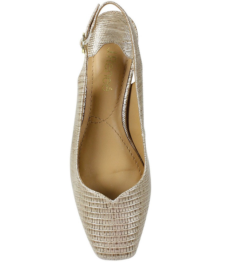 J. Renee Taveta Lizard Embossed Slingback Block Heel Pumps