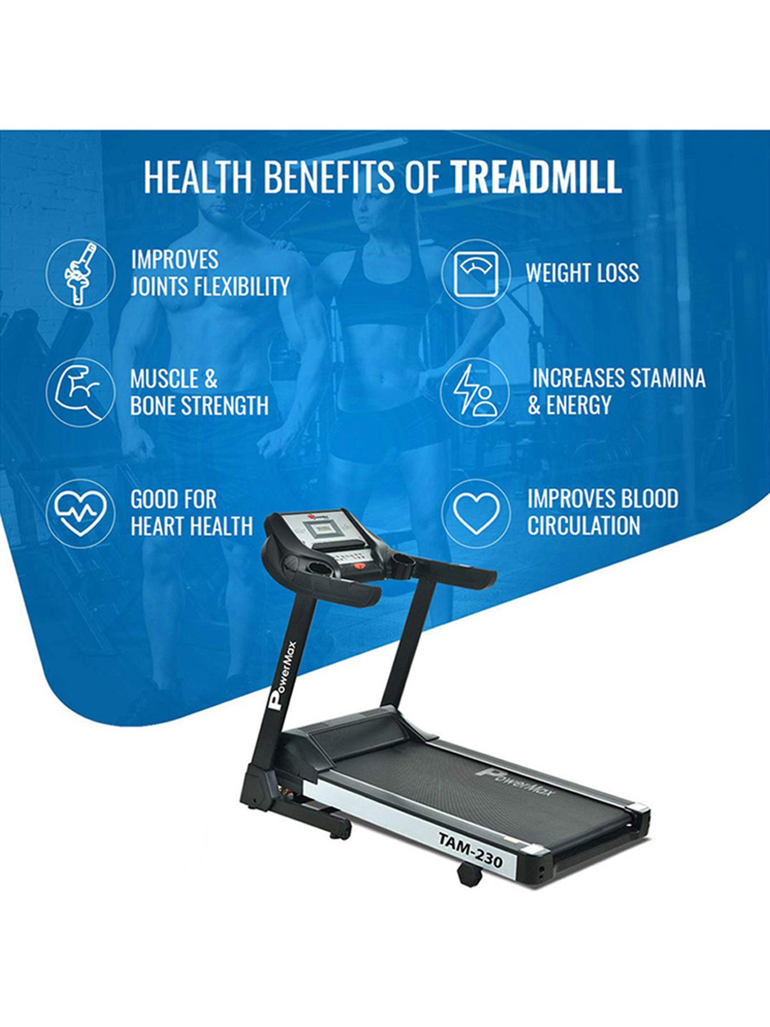 PowerMax Fitness TAM-230 4HP Treadmill (Black)