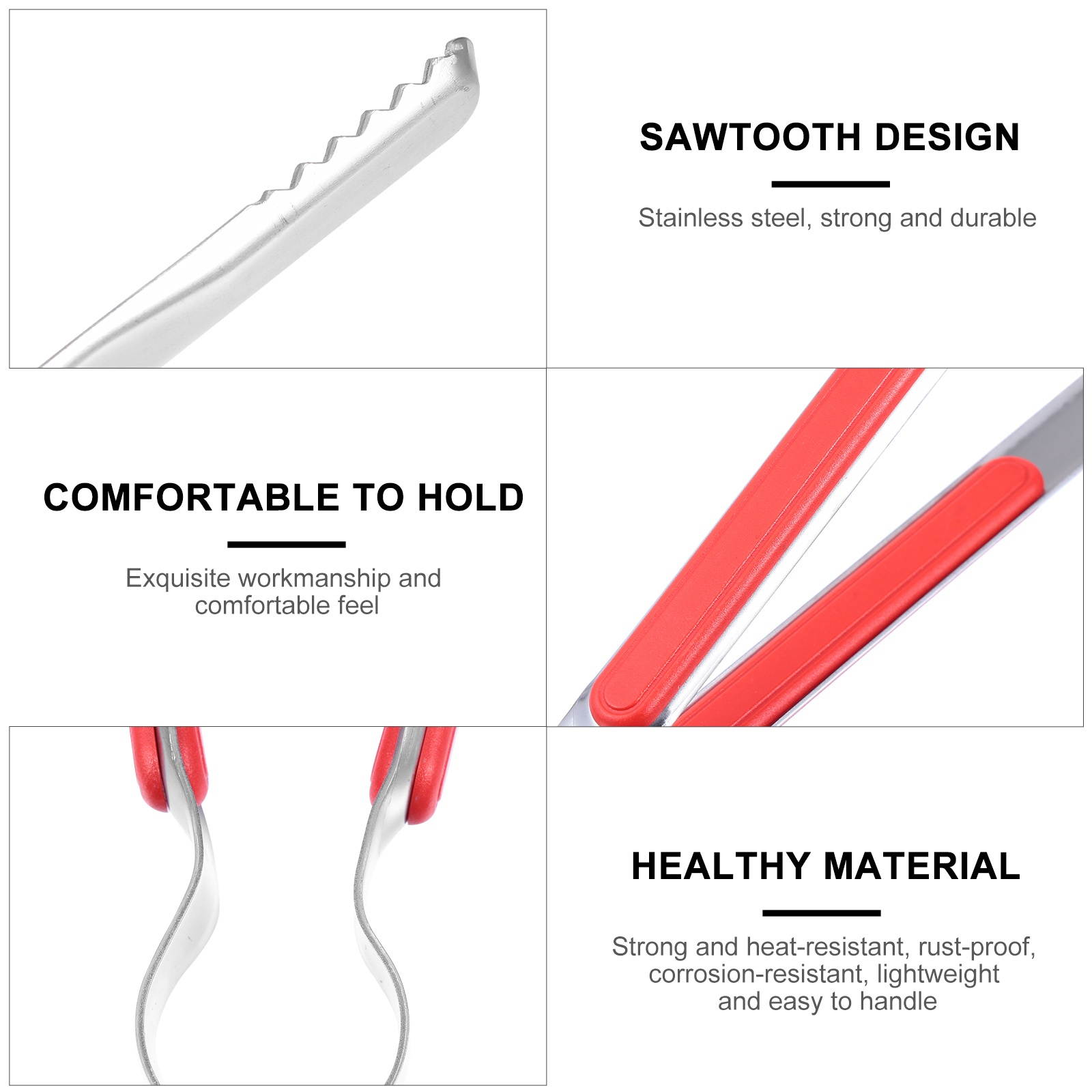 2pcs Practical Food Tong Stainless Steel Steak Clamp Multifunctional BBQ Clip