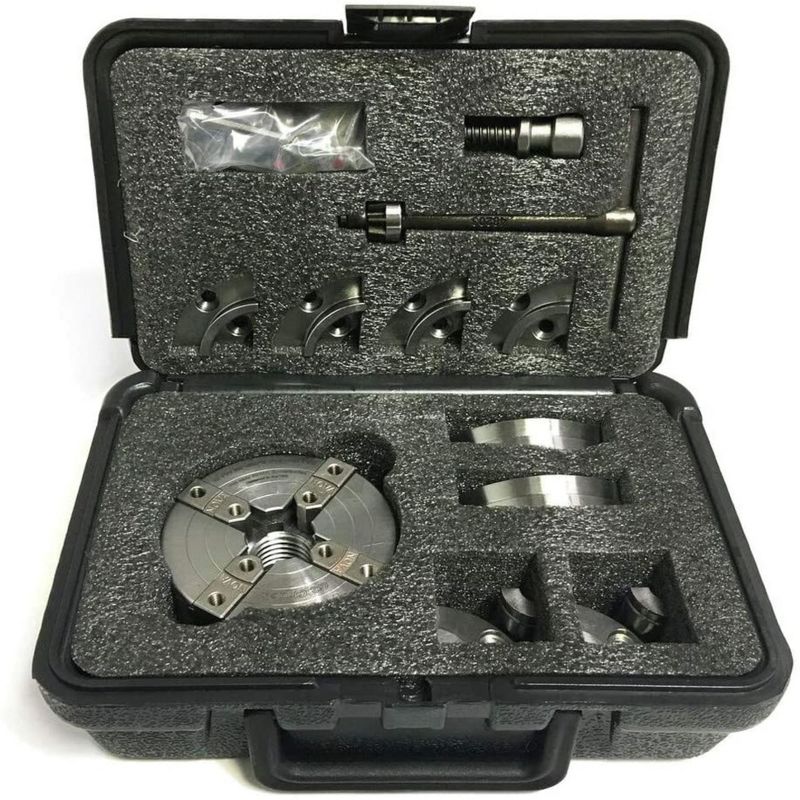Nova TK-48246 Direct Thread 1 Inch Small Wood Turning Chuck Bundle Set with Automatic Jaw Safety Stop and Copper Impregnated Jaw Slides, Reversible