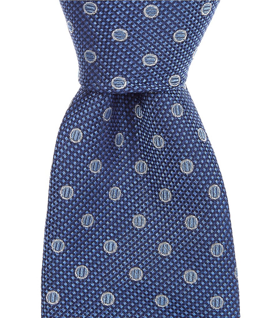 Roundtree & Yorke Big & Tall Carlisle Stripe Traditional 3 3/8#double; Silk Tie